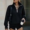 thumbnail image 6 of Resicozy Womens Plus Size Half Zip Pullover Long Sleeve Oversized Sweatshirt Drop Shoulder Hoodie Y2K Clothes with Pockets Black L, 6 of 7