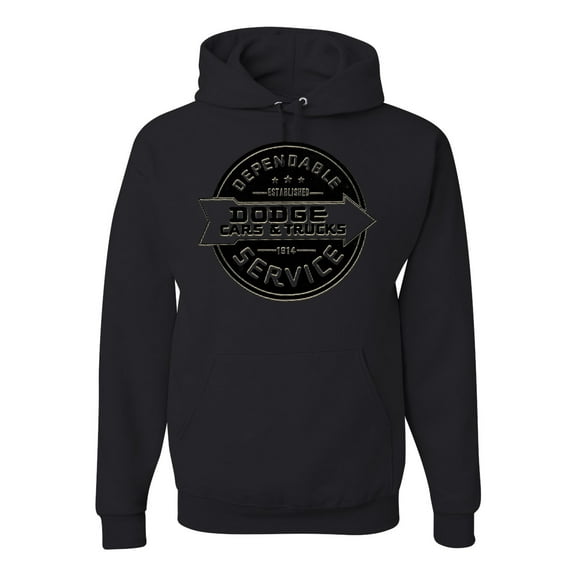 Dependanble Service of Dogde since 1914 | Mens Cars and Trucks Hooded Sweatshirt Graphic Hoodie, Black, Small