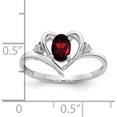 thumbnail image 3 of 14K White Gold Garnet And Diamond Heart Ring (Size 7) Made In India xbs440, 3 of 5