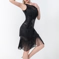 thumbnail image 2 of Gibobby Vestidos noche Vestido baile con borlas lentejuelas europeas y , vestido baile, vestido actuación baile en escenario, vestido actuación, vestido baile（Negro， XL), 2 of 4
