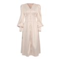 thumbnail image 1 of 2024 Spring New Satin Dress Female Design Sense Lantern Sleeve Notched Slim Temperament Slim Long Dress, 1 of 5