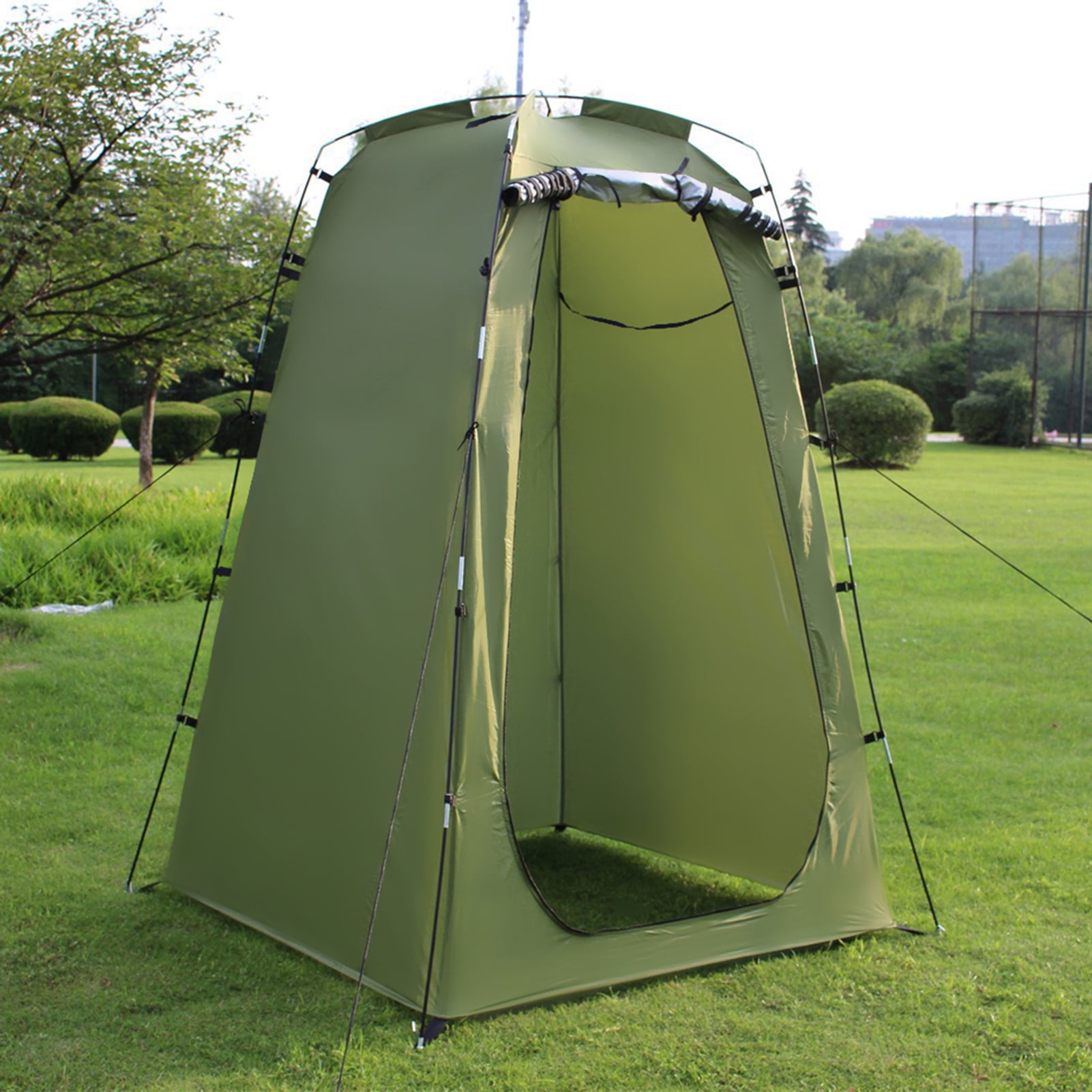 Auwogo Camp Shower Tent, 6FT Camping Privacy Tent, Portable Dressing Changing Room Easy Setup, Toilet Tent with Carry Bag for Beach, Camping, Hiking, Green