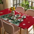 thumbnail image 3 of Red Christmas Tree Table Cloths for 4 Foot Rectangle Tables, Xmas Trees Snowflake Winter Holiday Patio Waterproof Elastic Fitted Tablecloths, Washable Rectangular Table Cover for Camping, 3 of 8