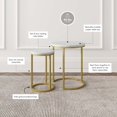 thumbnail image 3 of Nathan James Lula Marble Tabletop with Gold Metal Base Glam Nested Round End Table Set of 2, 3 of 7