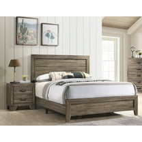 Contemporary 3Pc Queen Size Panel Bed Nightstand Set Wooden Home Bedroom Furniture Gray Finish