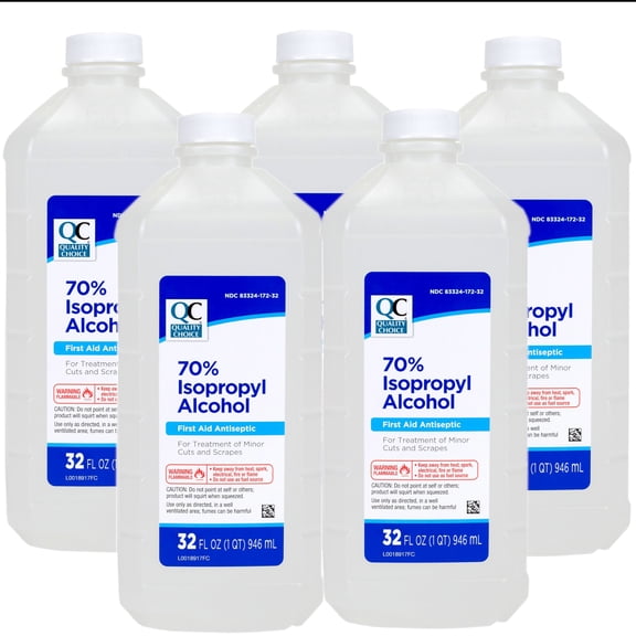 Quality Choice 70% Isopropyl Alcohol First Aid Antiseptic, 32 FL OZ - 5 Pack