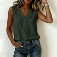 thumbnail image 6 of Bosfbaoi Womens Blouse V Neck Henley Relaxed Fit Sleeveless Stitch Detail Solid Casual Chic Tank Tops for Women, 6 of 9
