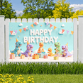 thumbnail image 3 of Dinosaur Theme Banner Colorful Cartoon Party Decoration Polyester Material for Kids Party Outdoor Event Indoor Celebration, 3 of 9