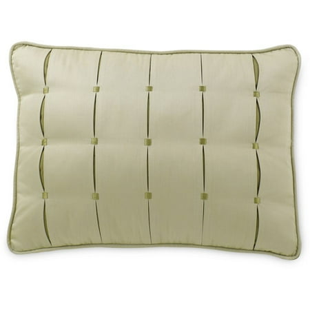 OLDCanopy Embroidered Box Pleat Pillow, Melon Green