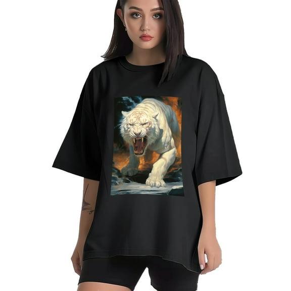 Plus Size Shirt for Women Black Tops for Women Short Sleeves Shirt for Women Tiger 11 T Shirt Crewneck Shirt for Women XS