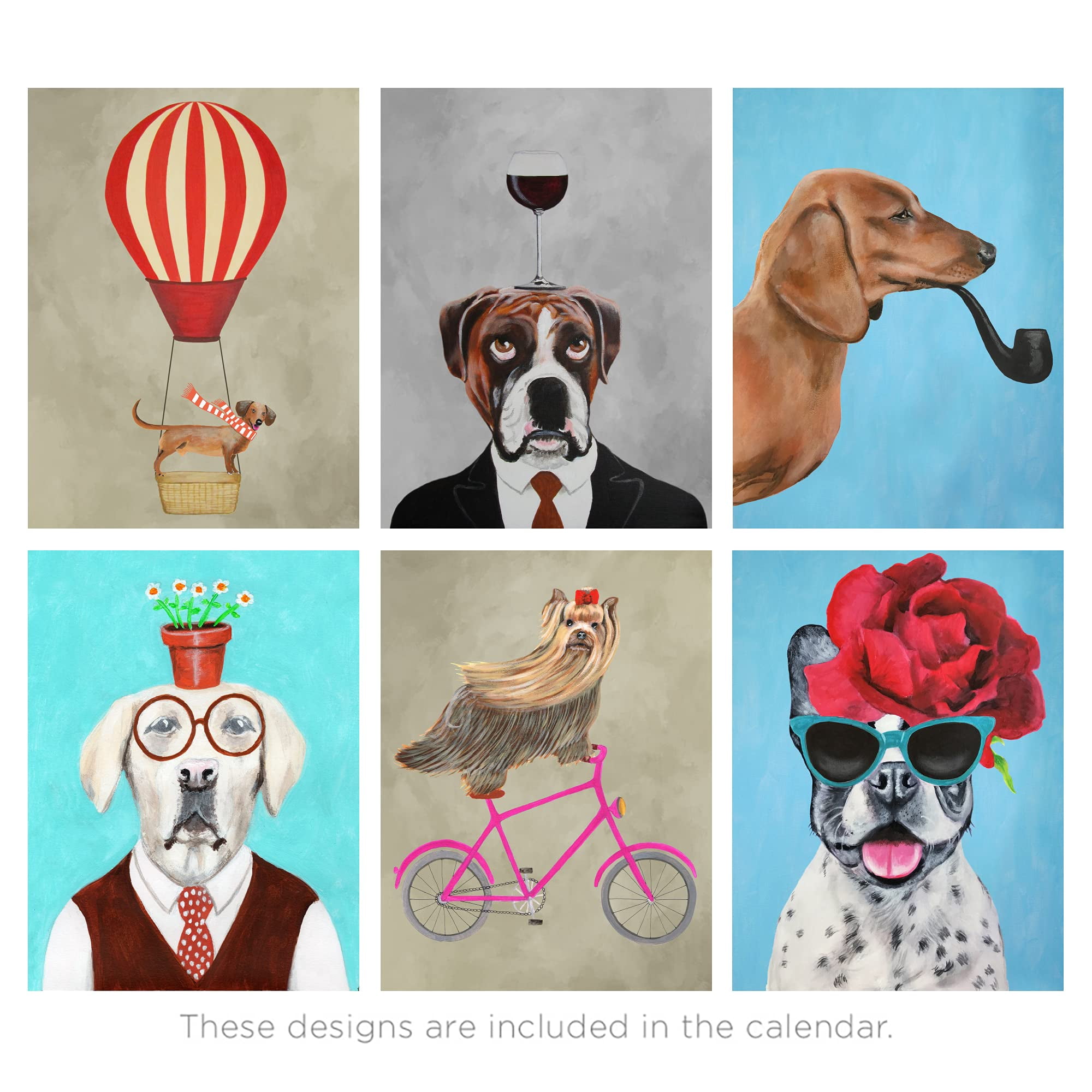 Americanflat 18 Month Wall Calendar - August 2021 to January 2023 - Dog Days Design, 10 x 26 Inches