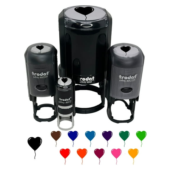 Heart Balloon Valentine's Day Self-Inking Rubber Stamp Ink Stamper - Black Ink - Mini 1/2 Inch