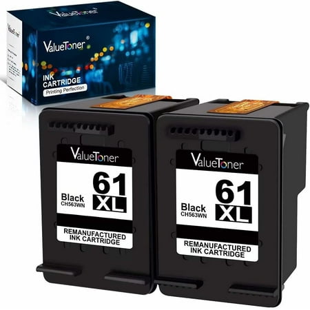 Remanufactured Ink Cartridges Replacement for HP 61XL 61 XL to use with Envy 4500 Deskjet 1000 1056 1510 Compatible for Printers: HP 61XL Black Ink Cartridge Works for HP Envy 4500  Envy 5530  4502  5534  5535  4501  5531; Officejet 4630  Officejet 2620  4635  4632  2621; Deskjet 2540  Deskjet 2544  1510 1512  1000  300  2050  2510  2512  3054  2542  2514  2548  3050  1050  1056  2000  3051  3052  3010  3011  3012  3050A  3051A  3052A  3056A Printers. High Page Yield: 712 Pages per 61xl black ink cartridge. Contents: 2 Pack of remanufactured ink cartridge replacement for HP 61xl black Ink Cartridge. High Compatibility & Strict quality inspection: This Remanufactured hp 61 black ink cartridge Equipped with intelligent chip that ensure full working compatibility with your printer.Every 61xl black ink cartridge is strictly tested with industry quality control processes to perform superb results. Please feel free to contact us if our 61 black ink cartridge have any questions.If you are searching for a replacement for the hp 61xl black ink cartridge  choose us and you won t regret it.