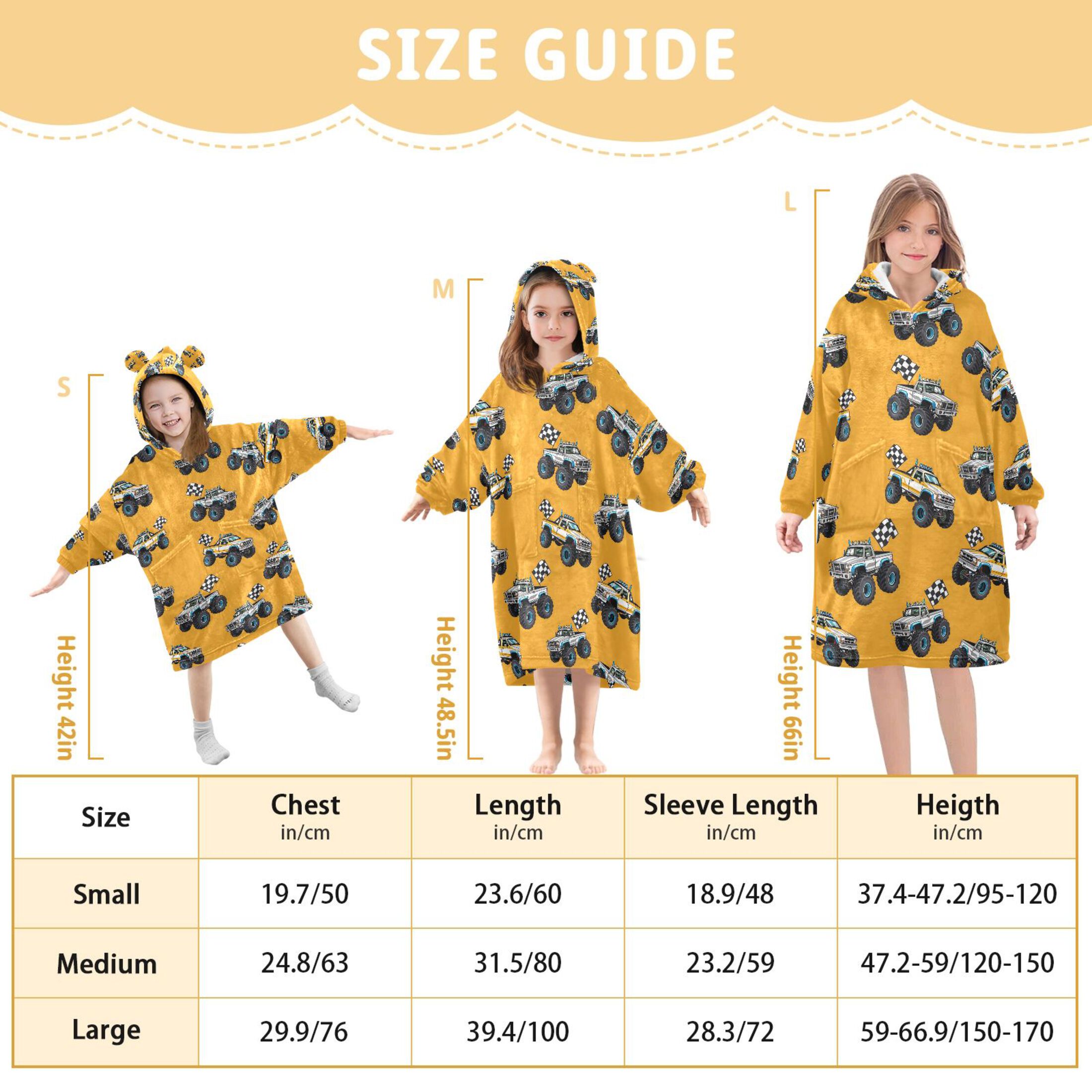 joogoo Wearable Blanket Hoodie for Cartoon Car Vehicle Flannel Sherpa Pocket 3-14 YR S