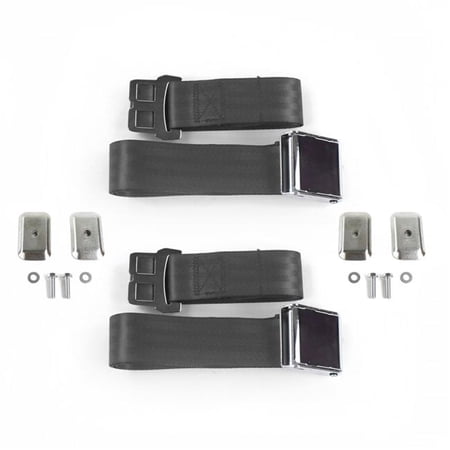 safeTboy  Charcoal Lap Bench Seat Belt Kit with Bracketry for 1985-1992 Jeep Comanche Airplane 2 Point - 3 Belts