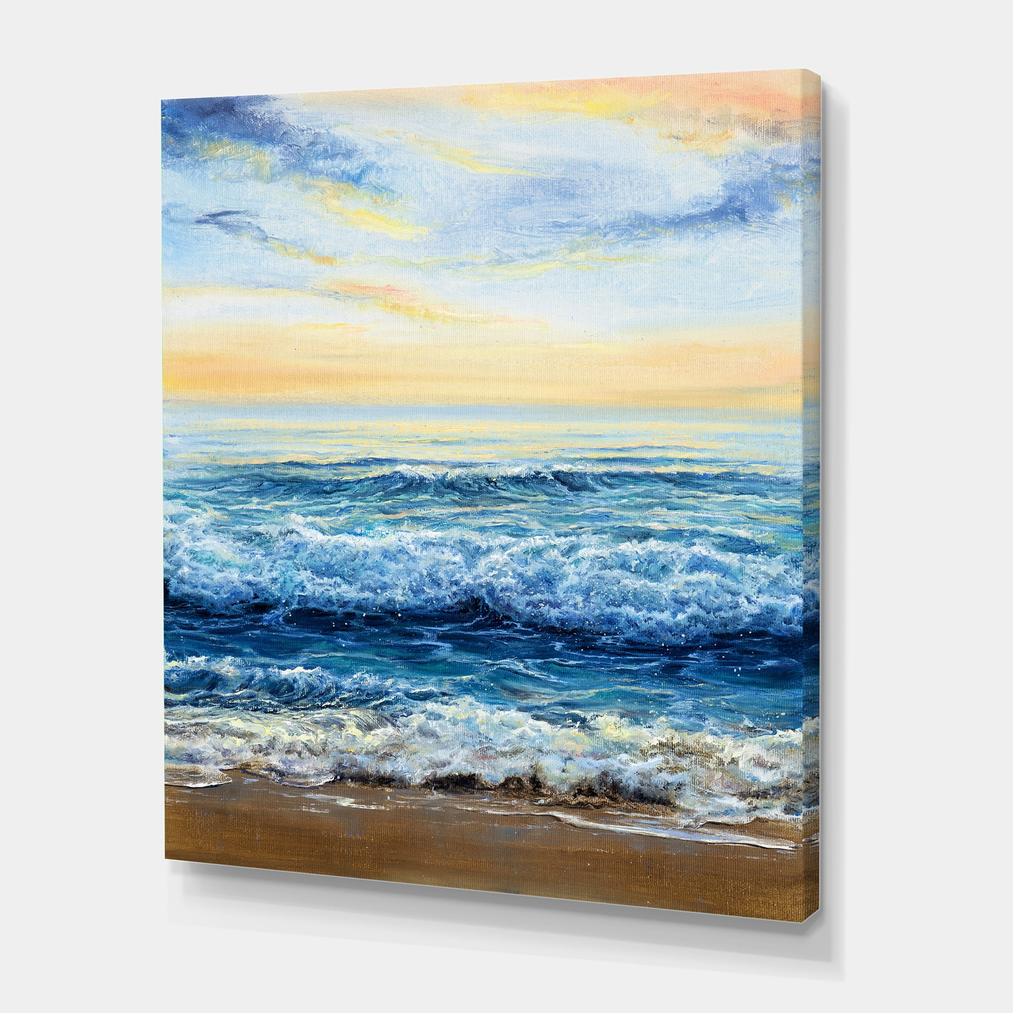 Designart ' Ocean Waves At Sunrise ' Nautical & Coastal Canvas Wall Art Print