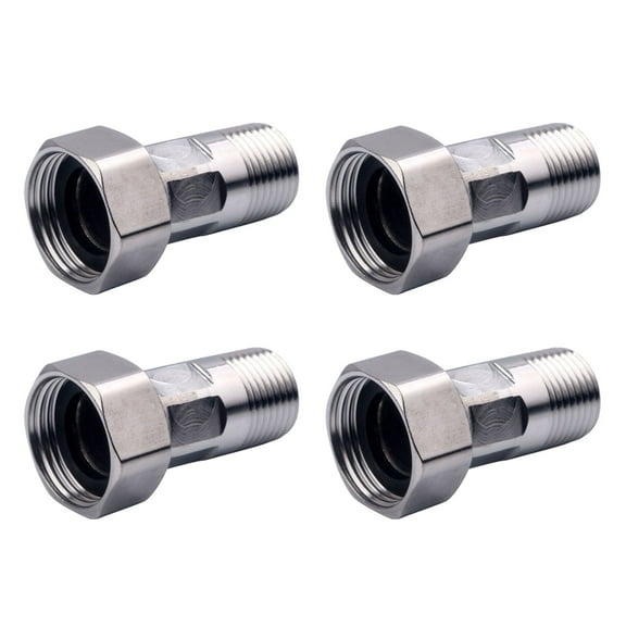 4Pcs Stainless Steel Water Pipe Reducing Union 1/2inch Male 3/4inch Female Threaded Connector With Seal Washer Enduring