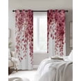 thumbnail image 4 of Red Eucalyptus Leaf Kitchen Curtains Spring Rustic Botanical Cafe Short Curtains for Bathroom Blackout Window Curtain Grommet Small Window Treatment Tier Drapes for Bedroom Living Room 27.5"x39"x2, 4 of 9