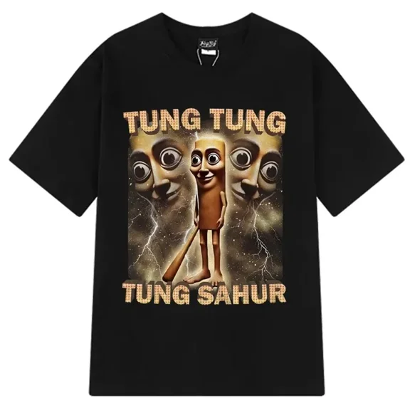 Tung Sahur Graphic Printed T-Shirt Men Summer Casual Loose Fashion Funny Round Neck Short Sleeve Tops Clothing T-shirt Unisex