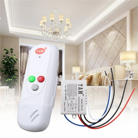 2x Wireless 1 Way On Off 110v Light, Wireless Ceiling Wall Light With Remote Control Switch
