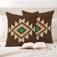 thumbnail image 3 of Brown Green Boho Outdoor Waterproof Pillow Covers, Vintage Southwest Abstract Geometric Decorative Square Throw Pillowcase Sofa Cushion Sham for Patio/Couch/Chair, 26"x26" 2 Pack, 3 of 8