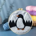 thumbnail image 6 of Punch Needle Kits Penguin and Snow Mountains Embroidery Starter Set with Hoop Easy for Beginners DIY Stress Relief Handmade Craft Hobby and Home Decor 20x20cm-1, 6 of 8