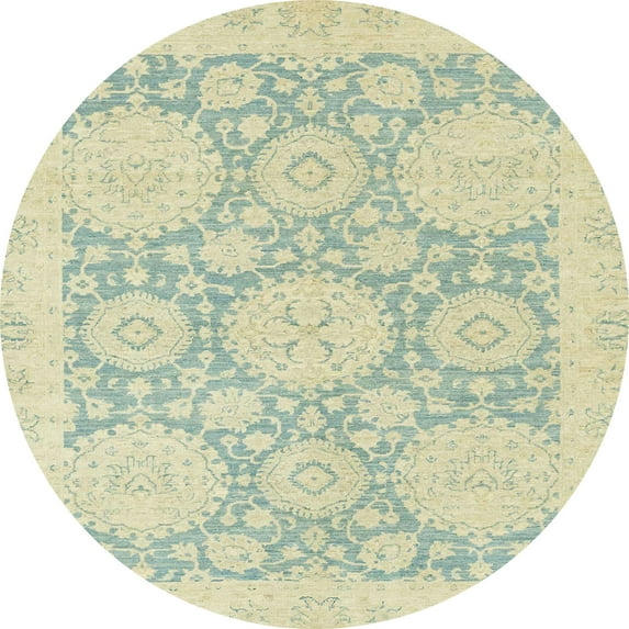 Ahgly Company Machine Washable Indoor Round Abstract Khaki Gold Area Rugs, 6' Round