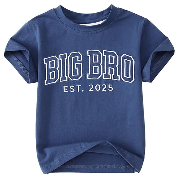 SRZYMJ Big Brother Shirts Toddler Baby Boy Embroidery Big Bro Est. 2025 T-Shirt Summer Short Sleeve Tees Announcement Tops Navy 12-13 Years