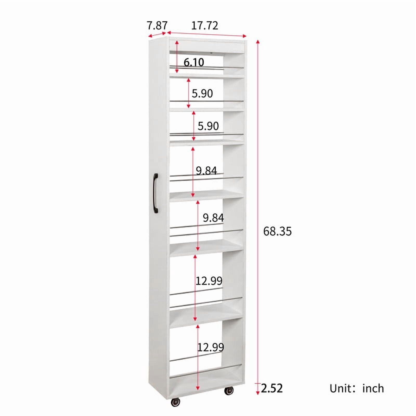 71''H 7-Tier Pull-Out Storage Shelf Cabinet with Wheels, Kitchen Rolling Storage Rack Cart for Narrow Spaces