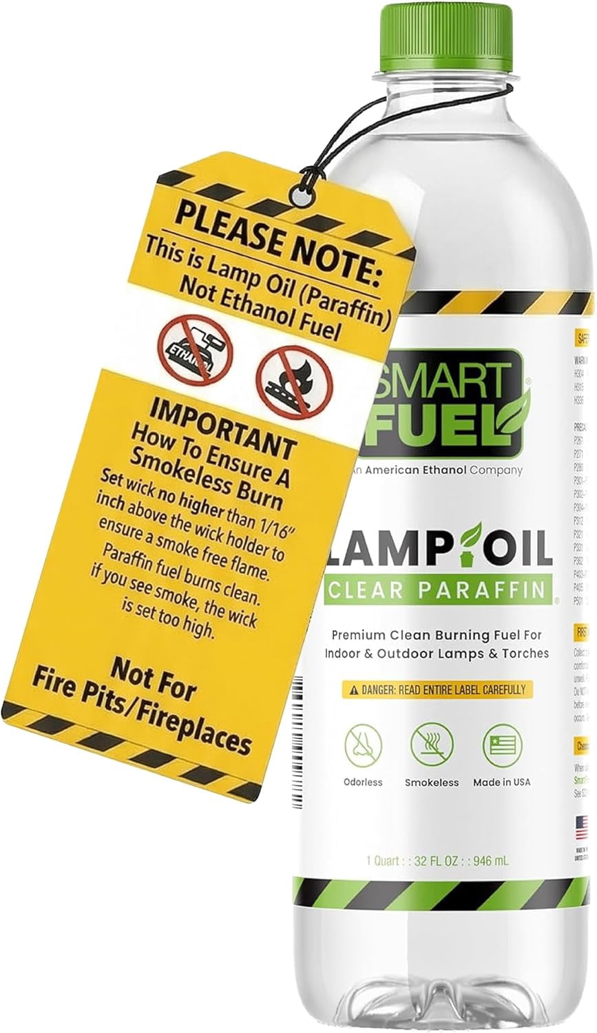 RGHJAR-Smart Fuel Paraffin Lamp Oil (32 oz) – for Indoor & Outdoor Wick Oil Lamps & Lanterns, Clean Burning, Low Smoke – NOT Bioethanol / NOT for Fire Pits/Fireplaces