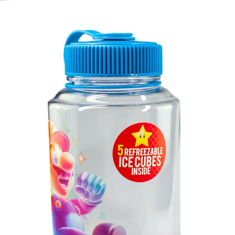Just Funky Super Mario Bros 6-Inch Plastic Water Bottle | Super Star Ice  Cubes