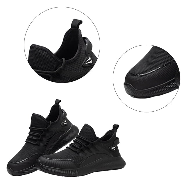 Zapatos de seguridad en el trabajo Zapatos de seguridad de trabajo ligeros, cómodos, con punta de acero para mujeres y hombres (42 negro)