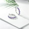 thumbnail image 4 of Gem Stone King 925 Sterling Silver Blue Tanzanite and Red Created Ruby Hoop Earrings for Women (3.40 Cttw, Round 4MM and 1.9MM, Gemstone Birthstone 1 inch Diameter), 4 of 4