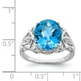 thumbnail image 2 of 925 Sterling Silver Rhodium Oval Checker-Cut Blue Topaz and Diamond Ring, 2 of 2