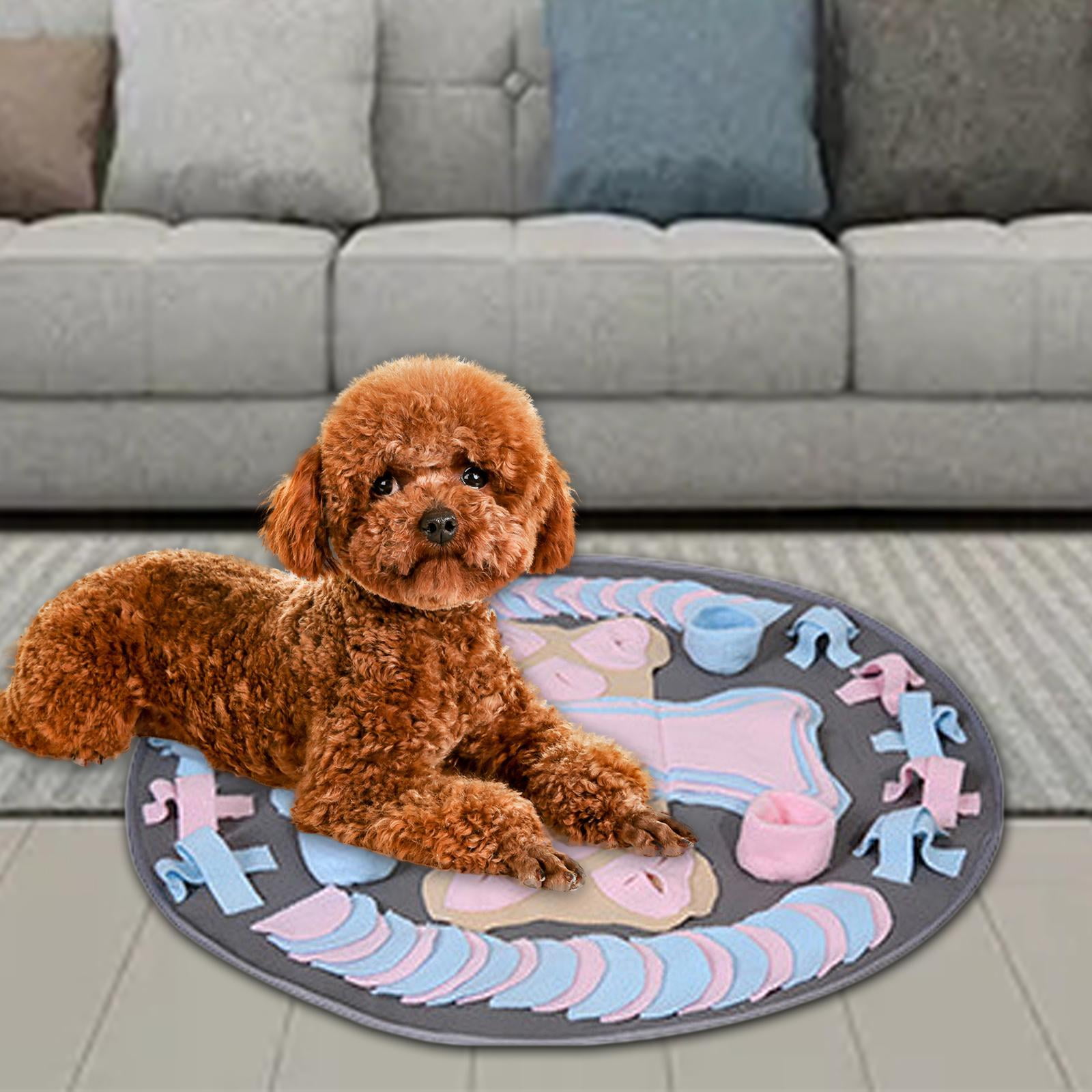 Fzaqwen Cat Dog Sniffing Pads Puzzle Toys Training Nosework Blanket Cushion Use Sniffing Round Pink Blue