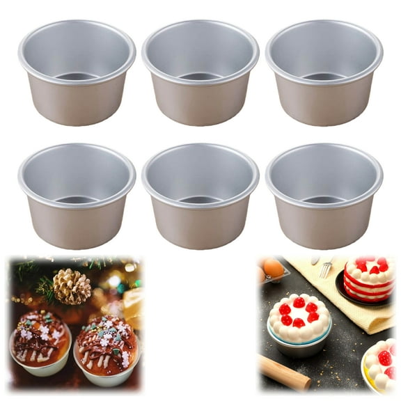 WuPing 6 Pcs Muffin Pans, Large Aluminum Individual Muffin Cups, Cupcake Pan, Pudding Cups (3.7"×2.9")