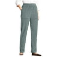 thumbnail image 2 of Fall Pants for Older Women Elastic High Waisted Pull On Corduroy Pants with Pockets Soft Comfy Loose Fit Slacks Trousers Gray M, 2 of 6