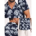 thumbnail image 7 of DARING DIVA Men's Short Sleeve Button Down Camp Collar Leaf Print Shirts XL Navy Blue, 7 of 7