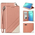 thumbnail image 2 of for 6.1" Samsung Galaxy S10 LITE Luxury Infolio Hybrid Grip and Anti-Slip Dust and Debris Protection Shock Absorption Foldable Kickstand Landscape Mode Leather Strap Card Slot Wallet Case [RoseWhite], 2 of 4