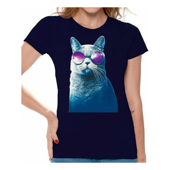 Awkward Styles Cat T-Shirt Galaxy T Shirts for Women