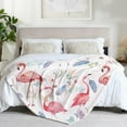 thumbnail image 3 of Flamingo Blanket Watercolor Flower Throw Blanket Flamingo Animal Throw Blanket Ultra Soft Flannel Throw Blanket Lightweight Cozy Fluffy Plush Blanket for Bed Couch Sofa 50" X 60", 3 of 5