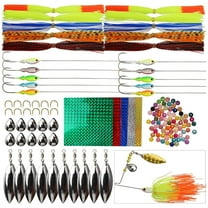 107PCS Spinnerbait DIY Kit with 3D Eyes and Silicone Skirts, Bass Trout Fishing Lures Kit