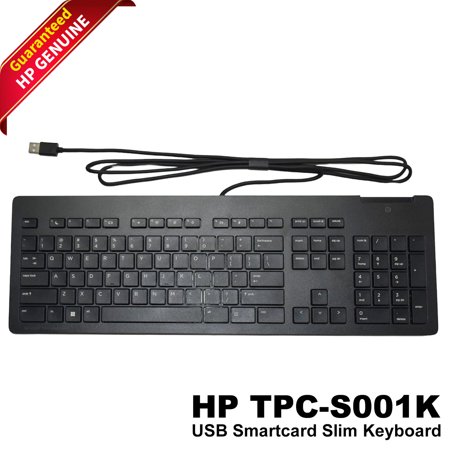 HP USB Slim Smartcard TPC-C001K CCID Keyboard Black 911502-001 911725-001 (NEW)