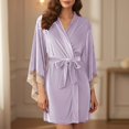 thumbnail image 2 of Lixiuxyad Soft Velvet Cozy Sleep Robe,Purple, 2 of 6