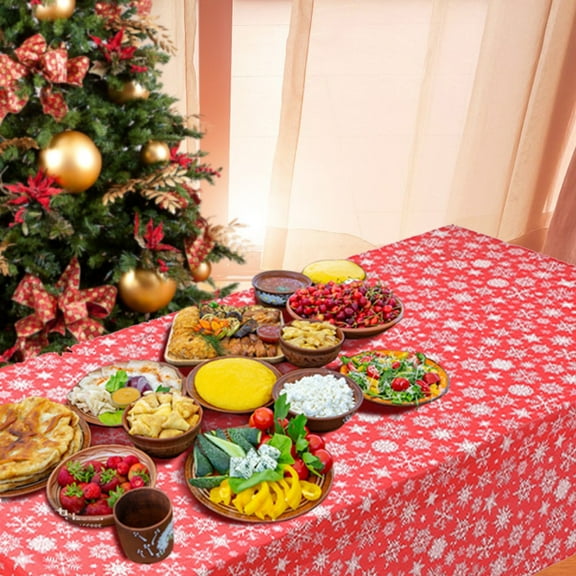 ufehgfjh Holiday Gift Finder Christmas Disposable Tablecloth Holiday Party Decoration Christmas Snowflakes PE Plastic Water Proof and Oil Proof Tablecloth 137x 274cm/54x108in