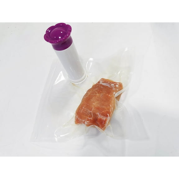 B VACUUM WARE 21 Piece Vacuum Sealer Bags  and Manual Pump Set, Reusable Food Storage Bags, Reusable Sous Vide Bags, food Marinating Bags, Assorted Sizes, Dishwasher Safe, Microware Safe