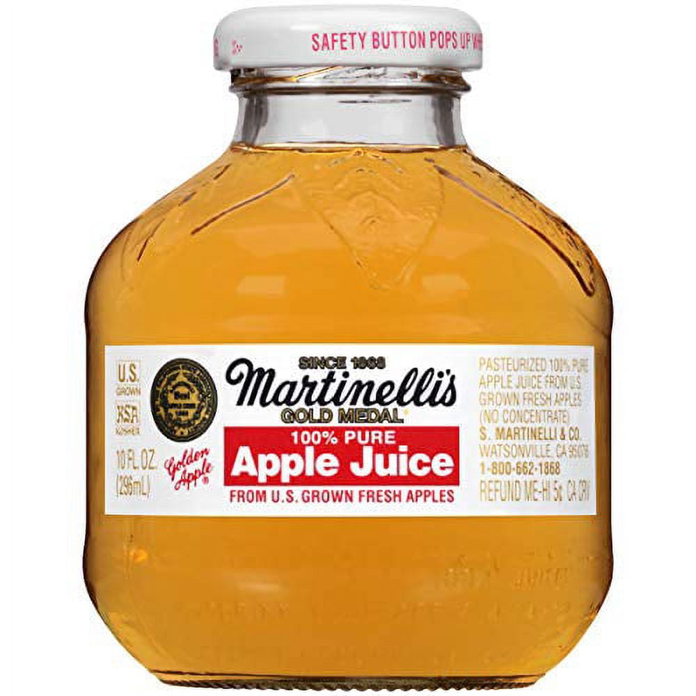 Martinelli's Gold Medal, 100% Apple Juice, 10oz Glass Bottle (Pack of 6, Total of 60 Oz)
