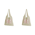 thumbnail image 1 of Bolso Hobo Tejido para Mujer Lindo Mano Con Lazo Ganchillo Viajes Al Aire Libre () Rosa, 1 of 5