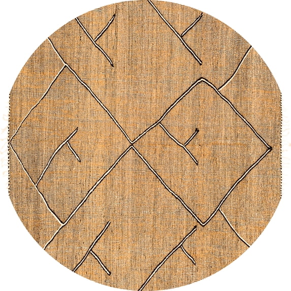 Ahgly Company Indoor Round Abstract Orange Modern Area Rugs, 6' Round