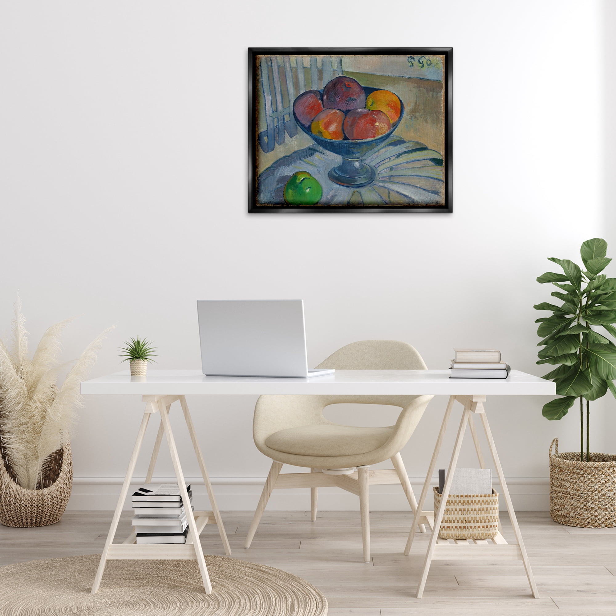 Stupell Industries Classic Fruit Dish on Garden Chair Food & Beverage Painting Black Floater Framed Canvas Art Print Wall Art, 31 x 25